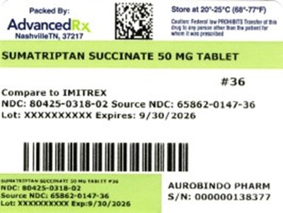 Label 2 (Sumatriptan Succinate 50mg 80425 0318 02)